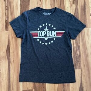 Top Gun Men’s Short Sleeve Graphic Tee - Charcoal with Red & White Logo
